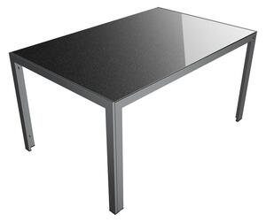 Livarno home Hliníkový stôl so sklenenou doskou Houston, strieborná (100342061)