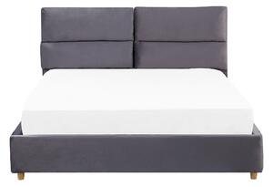 Čalúnená posteľ sivá zamatová 140 x 200 cm s úložným priestorom elegantná moderná spálňa