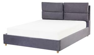 Čalúnená posteľ sivá zamatová 140 x 200 cm s úložným priestorom elegantná moderná spálňa