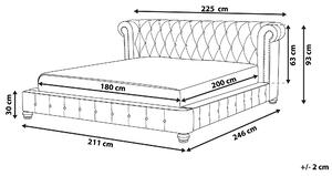 Posteľ 180x200 cm sivá zamatová rám postele s roštom čelo v štýle chesterfield klasický štýl
