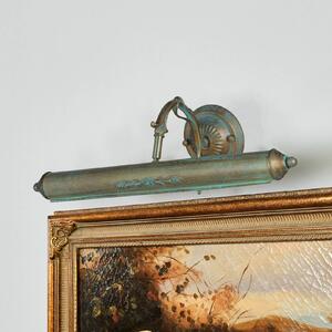 Lindby obrazová lampa Kalea, 46 cm, 2 svetlá, verdigris, E14, Hnedá / staromosadz, Obývacia izba / jedáleň, kov, Starožitný, Osvetlenie obrazu