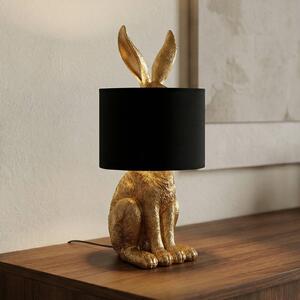 Lindby stolová lampa Lorentina, výška 57 cm, zajac, zlatá, textil, Čierna, Obývacia izba / jedáleň, Textil / látka / hodváb, Dizajn, Stojacie svietidlo