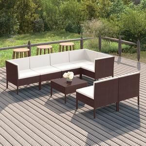 Maison Exclusive – 8-dielna záhradná súprava s poduškami z polyratanu, hnedá