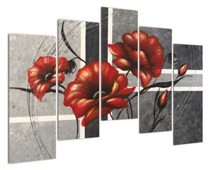 Abstraktný obraz kvetín (Obraz 125x90cm)