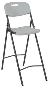 Skladacie barové stoličky 2 ks, HDPE a oceľ, biele