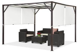 Kovová pergola na terasu Santorini 3 x 3 m hnedá-biela Garden Point