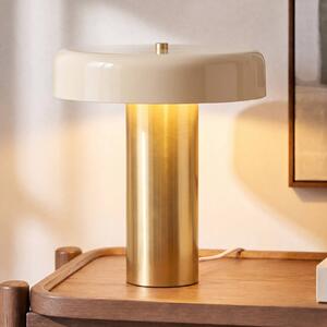 NOLA Stolová lampa Dionne, mosadz/béžová, 33 cm, kov, E14, Krémová / jantárovo žltá, Obývacia izba / jedáleň, kov, Moderný, Stojacie svietidlo