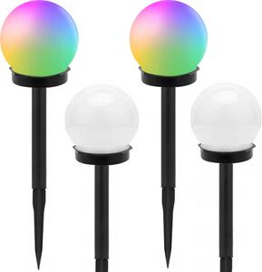 Verk 12284 Záhradná solárna lampa guľa RGB, 10 cm, IP65, 4 ks