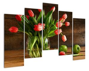 Obraz tulipánov vo váze (Obraz 125x90cm)