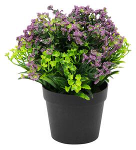 Umelá črepníková rastlina s fialovými kvetmi 21 cm