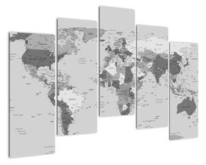 Mapa sveta - obraz (Obraz 125x90cm)