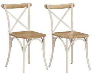 Stoličky s prekríženým operadlom 2 ks, biele, mangový masív