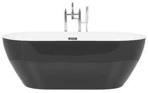 Voľne stojaca vaňa čierna sanitárny akrylát 170 x 80 cm oválna voľne stojaca moderný štýl