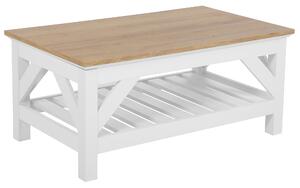 Konferenčný stolík svetlý drevený biely 100 x 60 cm 2stupňový obdĺžnikový moderný