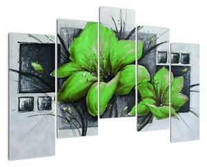 Obraz zelené kvety (Obraz 125x90cm)