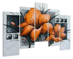 Obraz oranžovej kvety (Obraz 125x90cm)