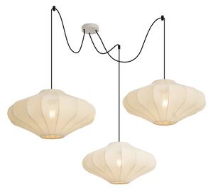 Japandi závesná lampa béžová 50cm 3-svetelná - Plu