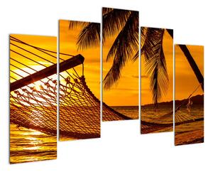 Západ slnka na pláži, obraz (Obraz 125x90cm)