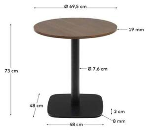 DINA WALNUT BLACK bistro stôl Kruh 73 x 69,5 x 69,5