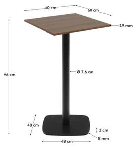DINA WALNUT BLACK bistro stôl Štvorec 98 x 60 x 60