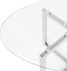 Konferenčný stolík strieborný sklenený 120 x 60 cm kovové nohy moderné