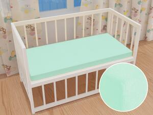 Detské froté napínacie prestieradlo do postieľky FR-034 Mintové 60 x 120 x 10 cm - do postieľky