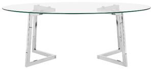 Konferenčný stolík strieborný sklenený 120 x 60 cm kovové nohy moderné