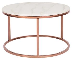 Konferenčný stolík béžový s medenými nohami ø 70 cm mramorový efekt okrúhly moderný