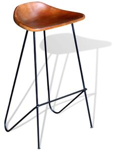 Barové stoličky 4 ks, hnedé, pravá koža