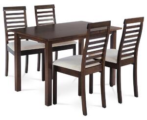 Jedálenský set z masívneho dreva so 4 stoličkami,120 x 75 x 75 cm, orech