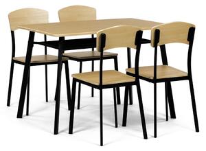 Jedálenský set Industrial so 4 stoličkami, 110 x70 x 76 cm, hnedý