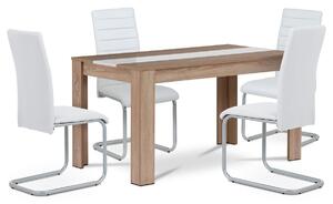 Jedálenský set MDF so 4 bielymi stoličkami, dubSonoma