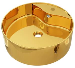 Umývadlo s prepadom 46,5x15,5 cm keramické zlaté
