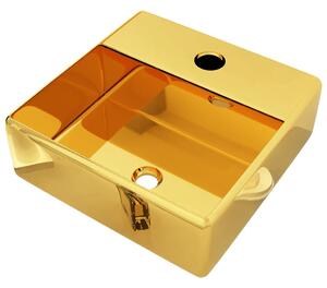 Umývadlo s otvorom na batériu 38x30x11,5 cm keramické zlaté