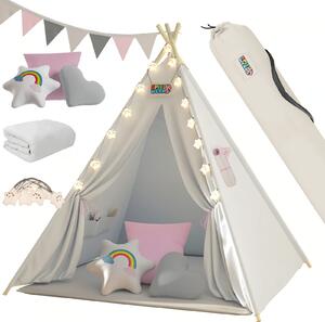 Detský stan teepee JULIA, 120x120x160cm, béžová/ružová Spielwerk
