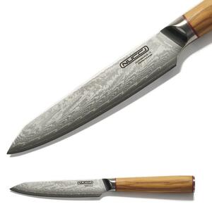 NUCCI Petty 12 cm - univerzálny kuchynský damaškový nôž s rukoväťou z olivového dreva CLASSE ITALY