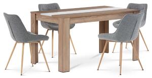Jedálenský set z MDF so 4 sivými stoličkami, 138 x80 x 75 cm, dub Sonoma