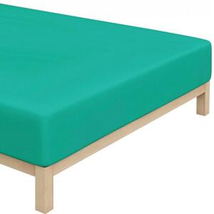 Bavlnené jersey napínacie prestieradlo na jednolôžko - 90 x 200 cm - smaragdovo zelené