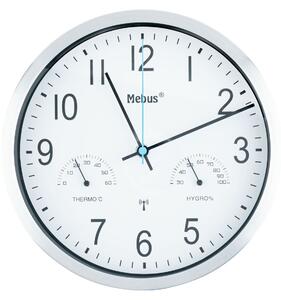 MEBUS Nástenné hodiny s teplomerom a vlhkomerom (biela) (100341958)