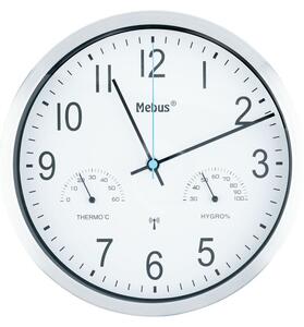 MEBUS Nástenné hodiny s teplomerom a vlhkomerom (biela) (100341958)