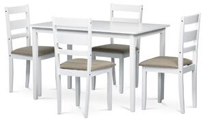 Jedálenský set z masívneho dreva so 4 stoličkami,120 x 75 x 75 cm, biely