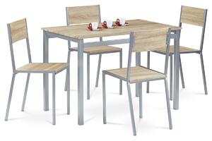 Jedálenský set HARVEY so 4 stoličkami, 110 x 70 x77 cm, dub Sonoma