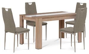 Jedálenský set z MDF so 4 stoličkami, 138 x 80 x75 cm, dub Sonoma