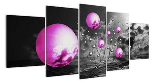 Abstraktný obraz - fialové gule (Obraz 150x70cm)