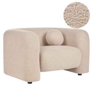 Kreslo béžové buklé čalúnenie okrúhly vankúš retro glamour art deco štýl obývačka spálňa