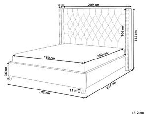 Čalúnená zamatová posteľ béžová 180 x 200 cm manželská posteľ spálňa glamour štýl