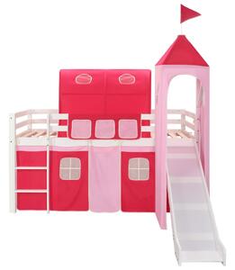 Detská poschodová posteľ, šmýkačka a rebrík, borovica 208x230cm