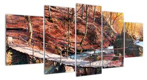 Obraz mosta - jesenné cesta lesom (Obraz 150x70cm)
