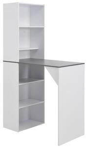 Barový stôl so skrinkou, biely 115x59x200 cm