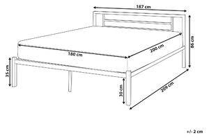 Biela kovová posteľ s rámom, 180 x 200 cm, nízke čelo, moderný dizajn